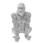 Deko Figur Shiny Gorilla Silber - Stein