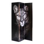 Paravent King Lion vs. Cat Girl Mehrfarbig - Massivholz  / Kunststoff - 120 x 180 cm