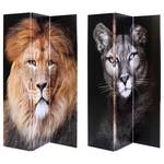 Paravento King Lion vs. Cat Girl Multicolore - Legno massello  / Materiale plastico - 120 x 180 cm