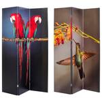 Paravento Twin Parrot vs Cute Colibri Multicolore - Legno massello  / Materiale plastico - 120 x 180 cm