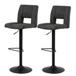 Tabourets de bar Silvis (lot de 2) Imitation cuir / Fer - Anthracite / Noir - Anthracite