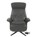 Fauteuil relax Anderson III Cuir véritable Neka : Gris - Noir - Noyer