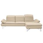 Ecksofa Buin Echtleder - Echtleder Canela: Hellbeige - Longchair davorstehend rechts