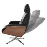 Fauteuil relax Anderson I Cuir véritable Neka : Noir - Chrome brillant - Noyer