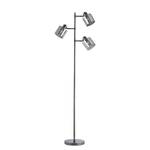 Lampadaire KOLIND 3 ampoules Gris métal brillant / Verre fumé