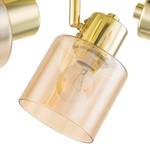 Plafondlamp 3 lichtbronnen Glanzend goudkleurig metaal/Amberkleurig glas
