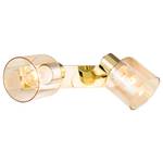 Plafondlamp 2 lichtbronnen Glanzend goudkleurig metaal/Amberkleurig glas