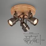 LED-plafondlamp Tahun III ijzer/deels massief rubberboomhout - 3 lichtbronnen