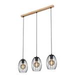 Hanglamp Waktu II ijzer/deels massief rubberboomhout - 3 lichtbronnen