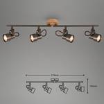LED-plafondlamp Tahun IV ijzer/deels massief rubberboomhout - 4 lichtbronnen