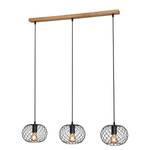 Hanglamp Winki II ijzer/deels massief rubberboomhout - 3 lichtbronnen