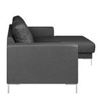 Ecksofa Summer Microfaser - Webstoff Mavie: Anthrazit - Longchair davorstehend rechts - Ohne Schlaffunktion