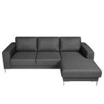 Ecksofa Summer Microfaser - Webstoff Mavie: Anthrazit - Longchair davorstehend rechts - Ohne Schlaffunktion