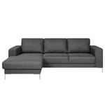 Ecksofa Summer Microfaser - Webstoff Mavie: Anthrazit - Longchair davorstehend links - Ohne Schlaffunktion