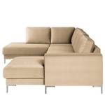 Zithoek Summer fluweel - Velours Vaia: Beige - Longchair vooraanzicht rechts/Ottomaan links