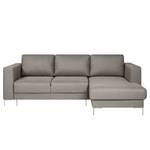 Ecksofa Summer Microfaser - Webstoff Mavie: Granit - Longchair davorstehend rechts - Mit Schlaffunktion