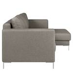 Ecksofa Summer Microfaser - Webstoff Mavie: Granit - Longchair davorstehend rechts - Mit Schlaffunktion