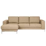 Ecksofa Summer Strukturstoff - Recycelter Strukturstoff Gesa: Beige - Longchair davorstehend links - Ohne Schlaffunktion