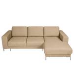 Ecksofa Summer Strukturstoff - Recycelter Strukturstoff Gesa: Beige - Longchair davorstehend rechts - Mit Schlaffunktion