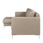 Ecksofa Summer Microfaser - Webstoff Mavie: Taupe - Longchair davorstehend links - Mit Schlaffunktion