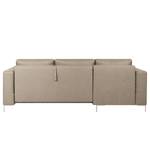 Ecksofa Summer Microfaser - Webstoff Mavie: Taupe - Longchair davorstehend links - Mit Schlaffunktion