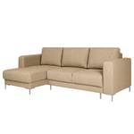 Ecksofa Summer Strukturstoff - Recycelter Strukturstoff Gesa: Beige - Longchair davorstehend links - Mit Schlaffunktion