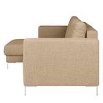 Divano angolare Summer Tessuto strutturato - Tessuto strutturato riciclato Gesa: beige - Longchair preimpostata a sinistra - Funzione letto