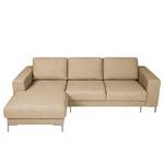 Ecksofa Summer Strukturstoff - Recycelter Strukturstoff Gesa: Beige - Longchair davorstehend links - Mit Schlaffunktion