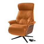 Fauteuil relax Anderson III Cuir véritable Neka : Cognac - Noir - Noyer