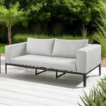 Canapé de jardin ELWAH Tissu / Aluminium - Gris clair / Noir - Largeur : 220 cm