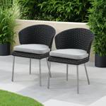 Chaises de jardin Desha - Lot de 2 Polyester / Acier inoxydable - Noir / Gris