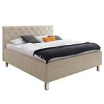 Gestoffeerd bed San Remo Beige - 180 x 200cm - Chroomkleurig glanzend