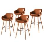 Chaise de bar NICHOLAS Cuir synthétique Aken: Cognac vintage - Lot de 4