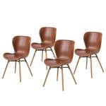 Gestoffeerde stoel LIVARAS Kunstleer Reena: Cognackleurig - 4-delige set