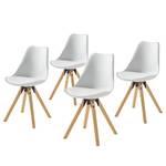 Chaise ALEDAS Blanc - Marron - Lot de 4