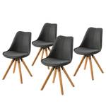 Gestoffeerde stoel ALEDAS 2-delige set - geweven stof/massief rubberboomhout - Geweven stof Cors: Donkergrijs - Bruin - Set van 4