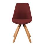 Gestoffeerde stoel ALEDAS 2-delige set - geweven stof/massief rubberboomhout - Geweven stof Cors: Donkerrood - Bruin - Set van 4