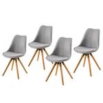 Gestoffeerde stoel ALEDAS 2-delige set - geweven stof/massief rubberboomhout - Geweven stof Cors: Granietkleurig - Bruin - Set van 4