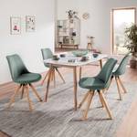 Gestoffeerde stoel ALEDAS 2-delige set - geweven stof/massief rubberboomhout - Geweven stof Cors: Mintgrijs - Bruin - Set van 4