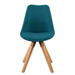 Gestoffeerde stoel ALEDAS 2-delige set - geweven stof/massief rubberboomhout - Geweven stof Cors: Petrolkleurig - Bruin - Set van 4