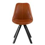 Gestoffeerde stoel ALEDAS kunstleer kunstleer/massief rubberboomhout - cognackleurig/zwart - Set van 4