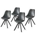 Chaises capitonnées Aledas IV Gris foncé - Noir - Lot de 4