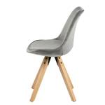 Gestoffeerde stoel Aledas IV (pootkleur) (2-delige set) - fluweel/massief rubberboomhout - Grijs - Beige - 4-delige set