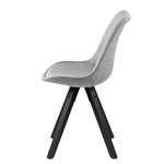 Chaises capitonnées Aledas V Tissu / Hévéa massif - Gris clair / Noir - Lot de 4