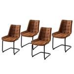 Chaise cantilever Kemmel Microfibre / Métal - Noir - Cognac - Lot de 4