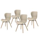 Chaises capitonnées Livaras Tissu Radis: Crème - Lot de 4