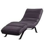 Ligfauteuil Kasson echt leer - Leer Domna: Aubergine - Zwart