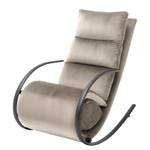 Fauteuil de relaxation Calcha Velours - Velours Fibi: Gris clair - Avec repose-pieds