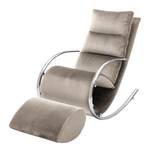 Fauteuil de relaxation Calcha Velours - Velours Fibi: Gris clair - Avec repose-pieds