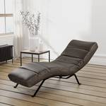 Chaise relax Kasson Cuir véritable - Cuir Arelia: Fango - Noir